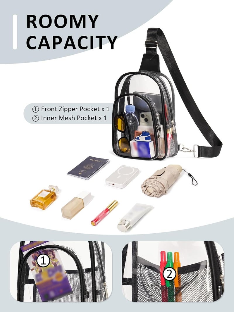 Flowston Store 3 Pockets Clear Bag for Stadium Events Large Clear Sling Crossbody Backpack Fanny Pack Concert Purses for Women Men - Image 5